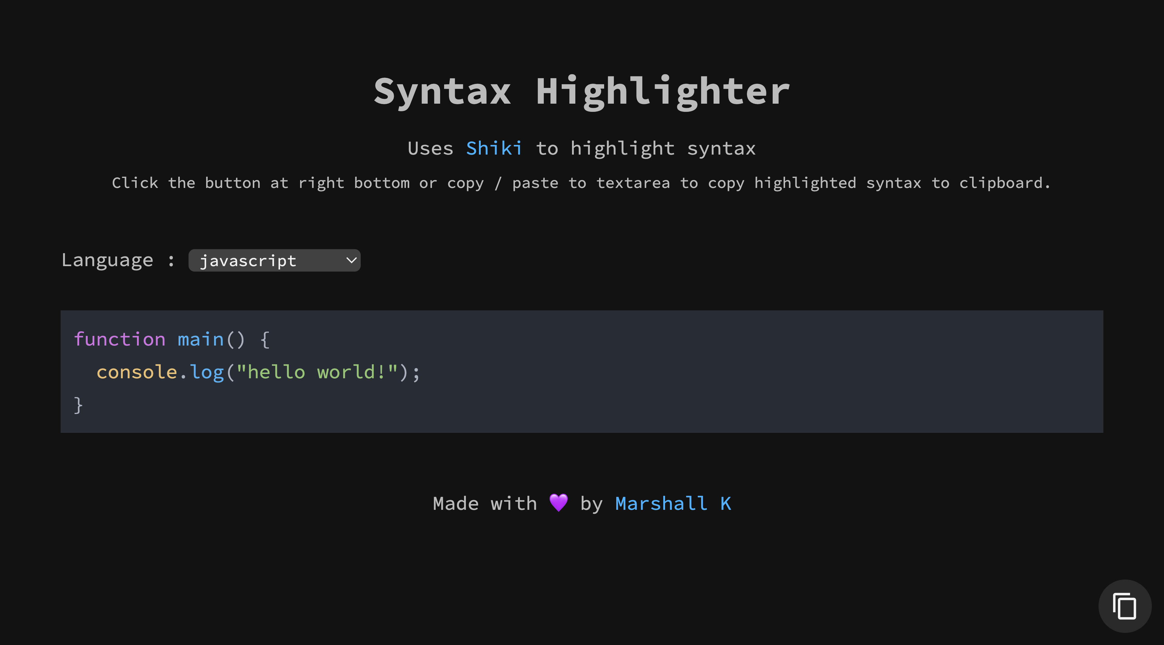 Online Syntax Highlighter 만들어보기 - Marshall Ku's blog