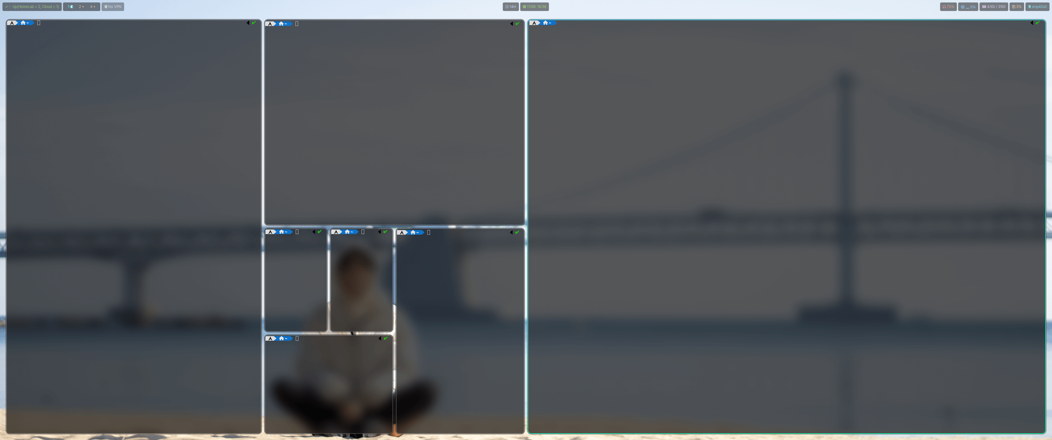 hyprland로 여러 kitty가 열려있는 화면